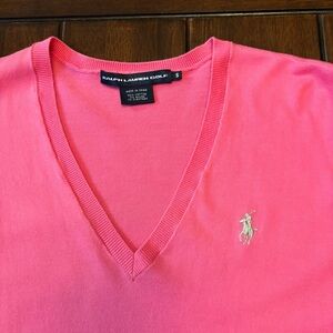 Ralph Lauren Golf Bright Pink Lightweight Cotton Spring Sweater Size Small